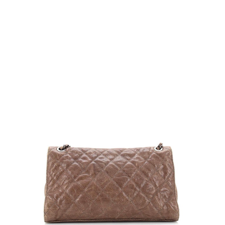 Chanel CC Crave Flap Bag Quilted Glazed Caviar Jumbo For Sale at