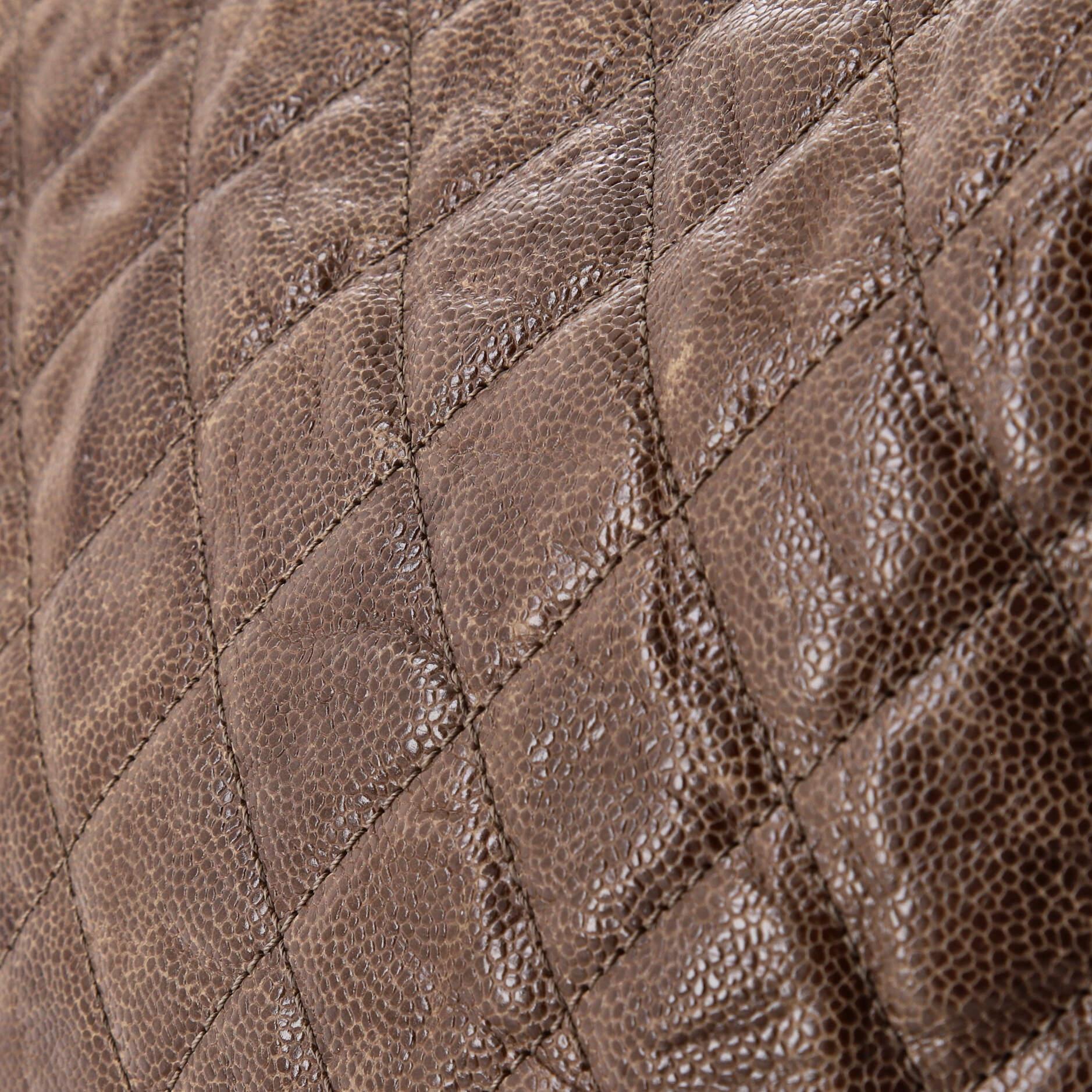 Chanel CC Crave Flap Bag Quilted Glazed Caviar Jumbo 4