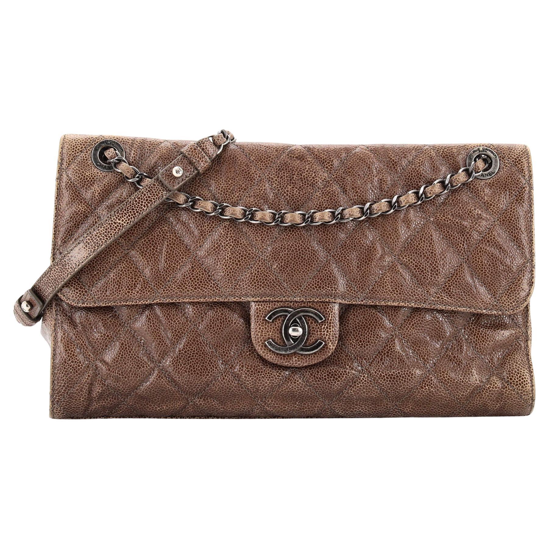 Chanel CC Crave Flap Bag Quilted Glazed Caviar Jumbo