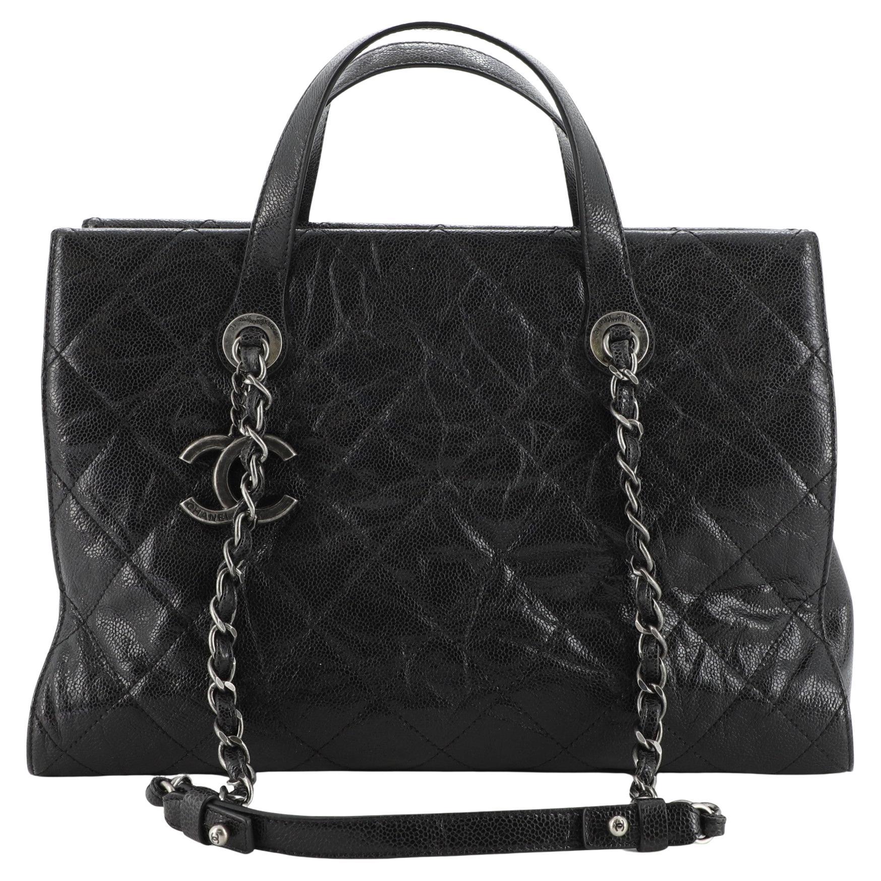 Chanel CC Crave Tote Quilted Glazed Caviar at 1stDibs