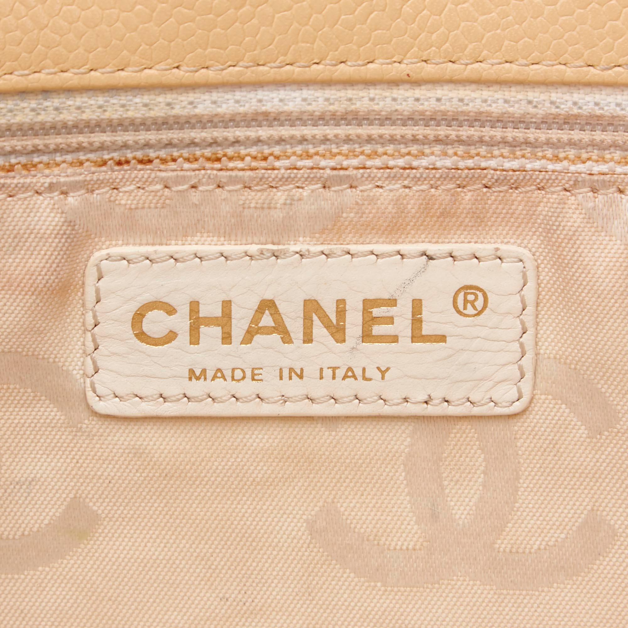 Chanel CC Cream Caviar Leather Tote Bag one size 1
