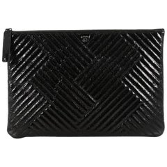 Chanel CC Crossing Clutch Chevron Patent Large
