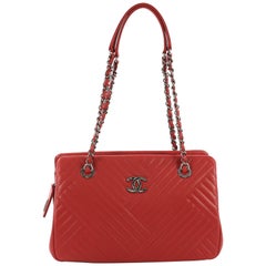 Chanel CC Crossing Tote Chevron Lambskin Small