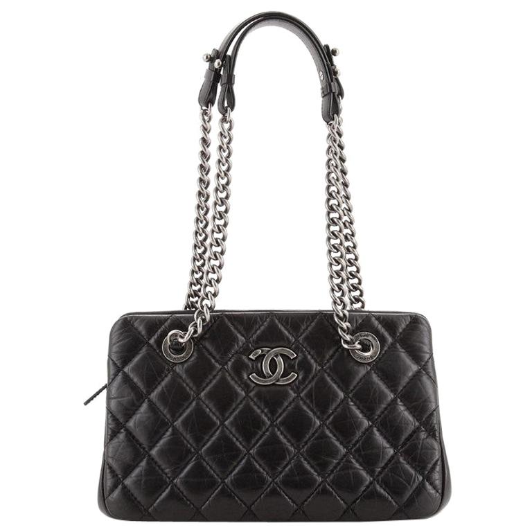 Chanel CC Crown Flap Bag Quilted Leather Medium