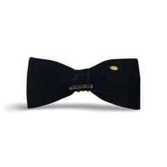 Chanel CC Crystal Rhinestone Embellished Velvet Bow Brooch