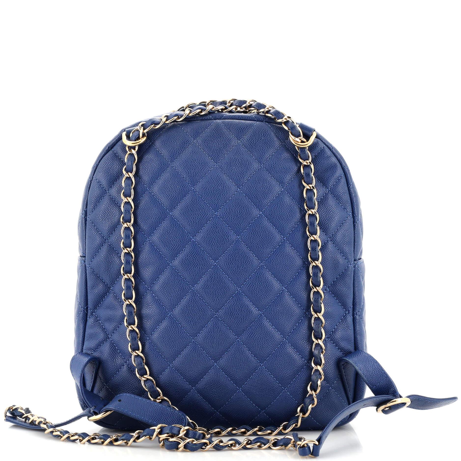 Women's or Men's Chanel CC Day Backpack Quilted Caviar Large For Sale