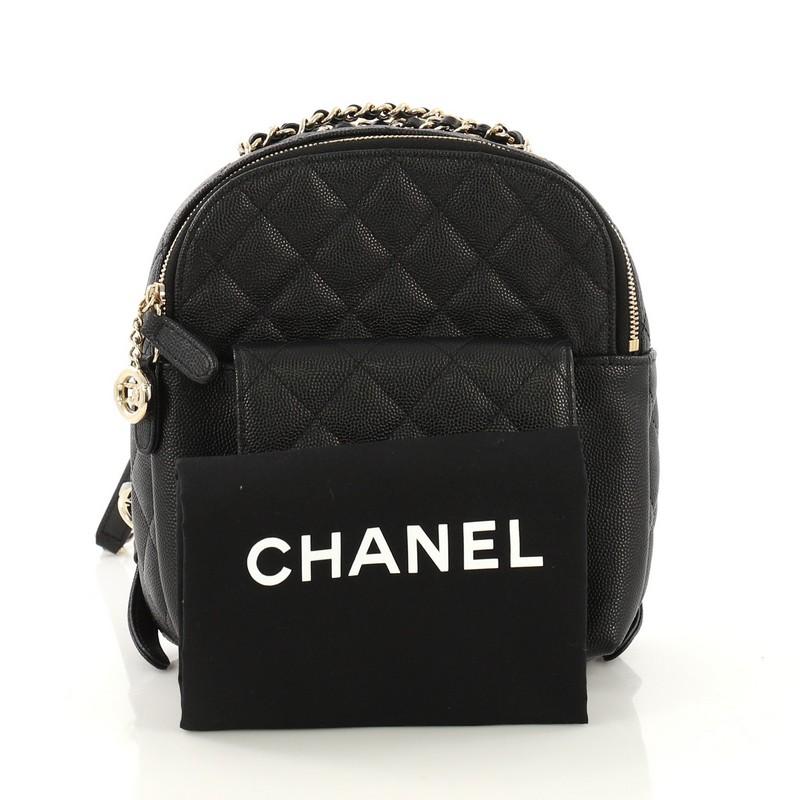 Black Chanel CC Day Backpack Quilted Caviar Mini