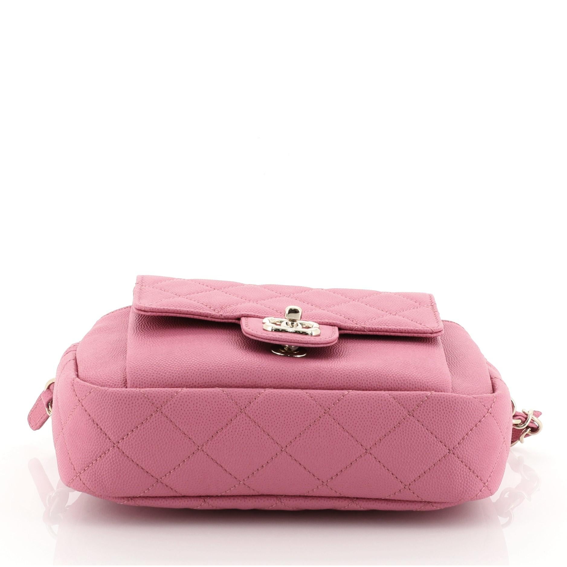 Pink Chanel CC Day Camera Case Quilted Caviar Medium