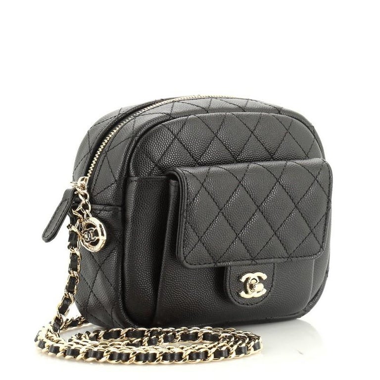 Chanel CC Day Camera Case Quilted Caviar Small