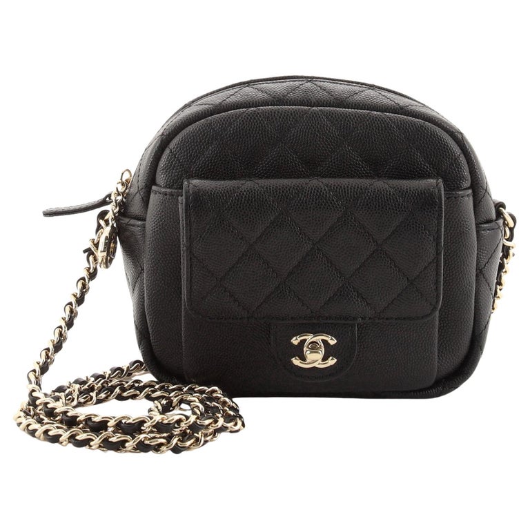 Chanel CC Day Camera Case Quilted Caviar Small at 1stDibs