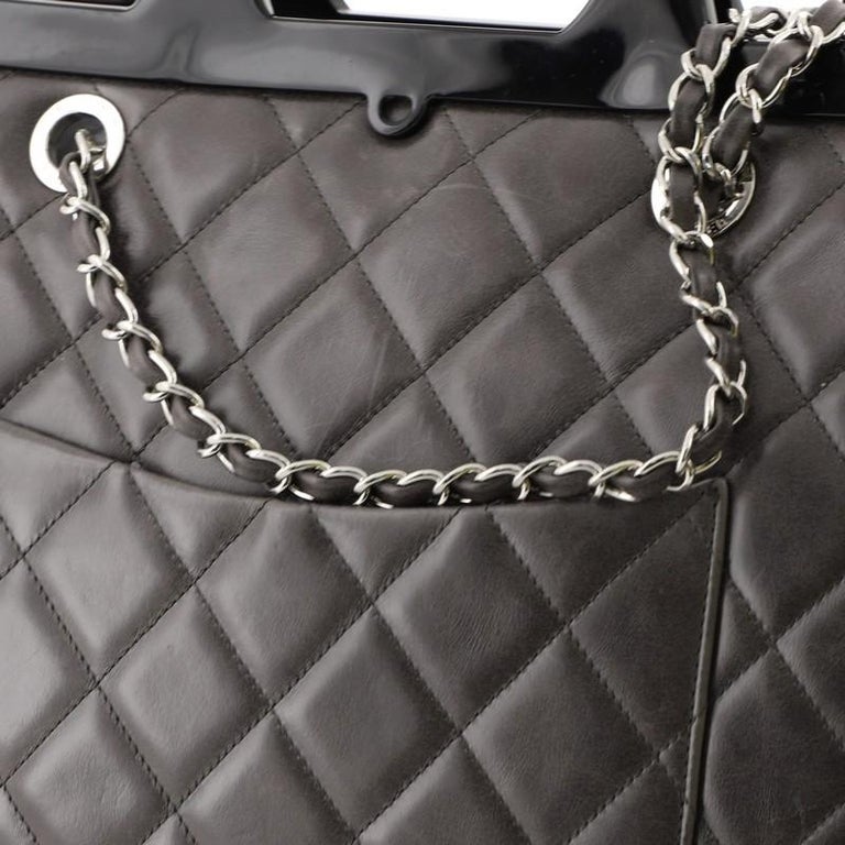 Chanel 15B Small Glazed Black CC delivery tote at 1stDibs