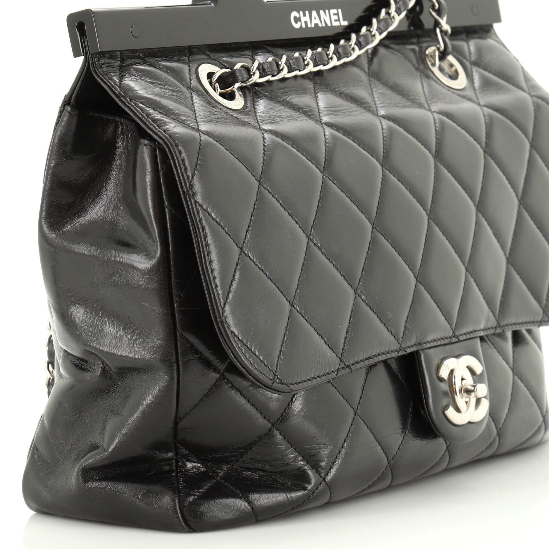 Chanel CC Delivery Tote Quilted Glazed Calfskin Small In Good Condition In NY, NY