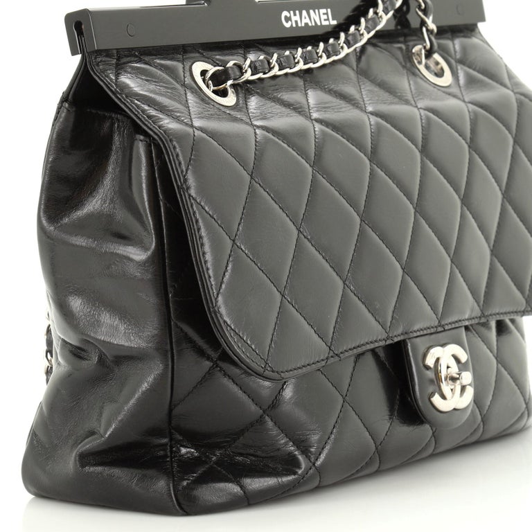 2015 Full Set CHANEL Black Quilted Glazed Calfskin CC Delivery