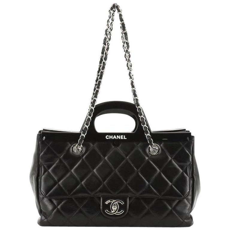 Chanel CC Delivery Tote Quilted Glazed Calfskin Small at 1stDibs