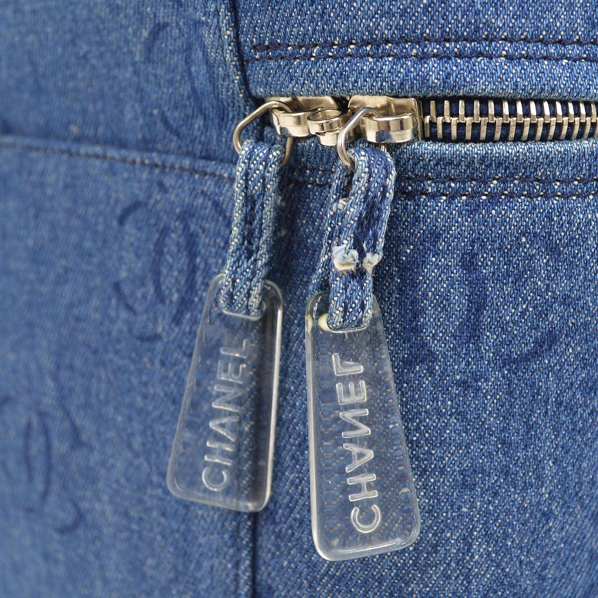 CHANEL CC Denim Blue Jean Silver 