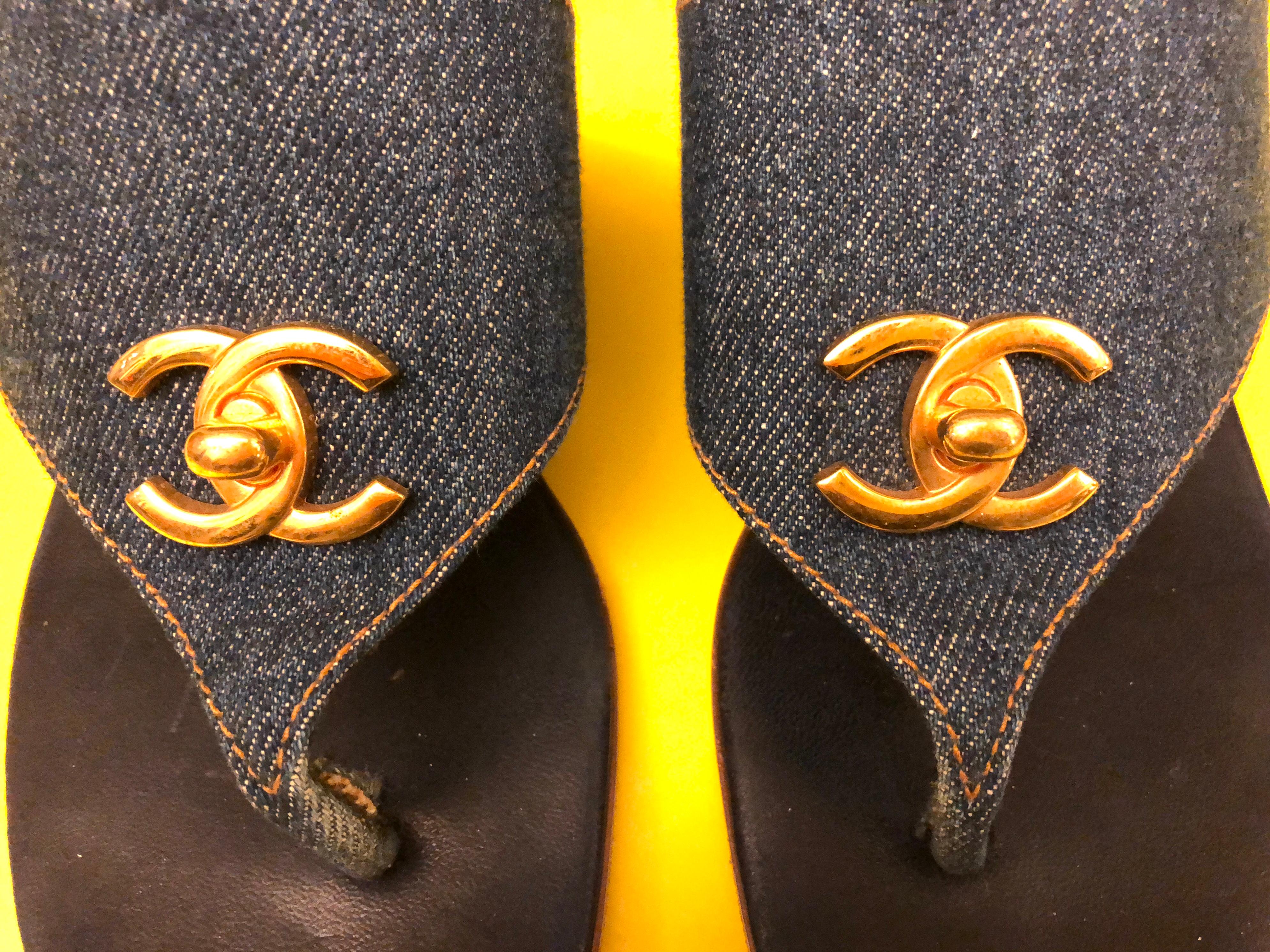 denim chanel sandals