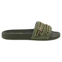 Chanel CC Detailed Chain Trimmed Canvas Slides EU 39 UK 6 US 9