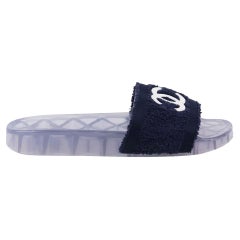 Chanel CC Detailed Terry Cloth And Rubber Slides EU 39 UK 6 US 9
