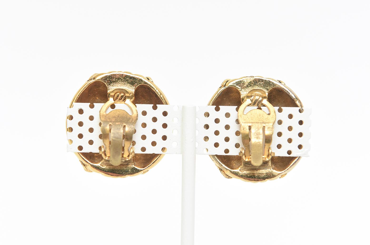 Chanel CC Dome Clip On Earrings Pair Of Vintage 1