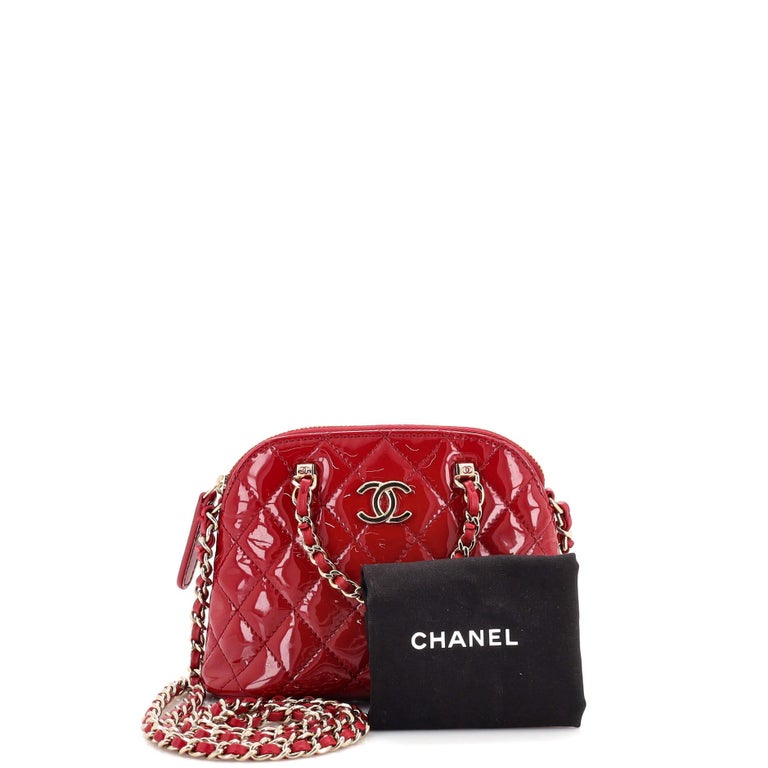 Chanel CC Dome Zip Crossbody Bag Quilted Patent Mini at 1stDibs