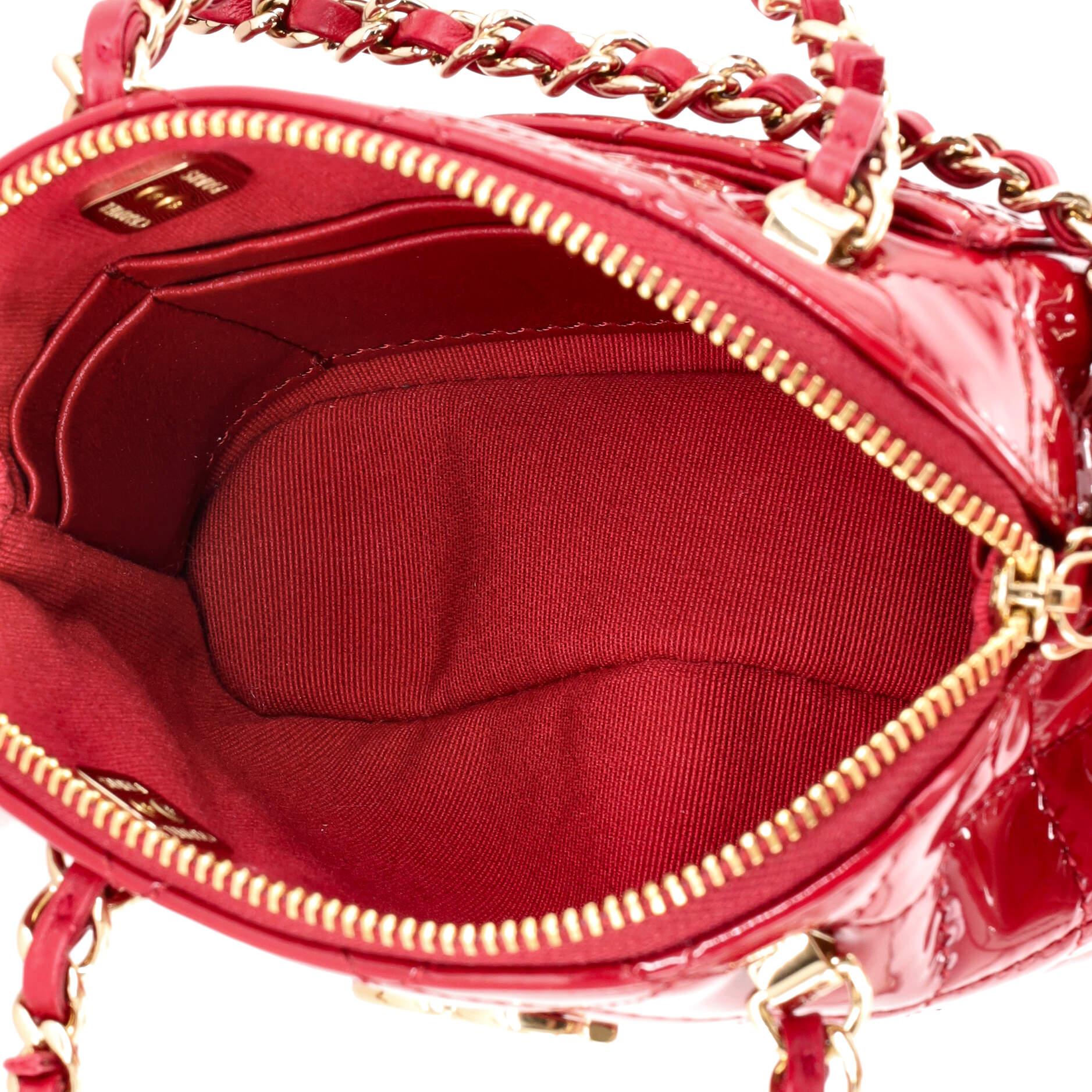  Chanel CC Dome Zip Crossbody Bag Quilted Patent Mini 2