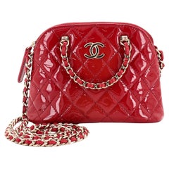  Chanel CC Dome Zip Crossbody Bag Quilted Patent Mini