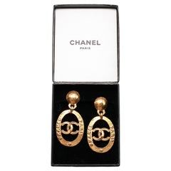 Chanel CC Doorknocker Earrings 1992 Mint, Original Box, Original Receipt