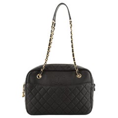 Chanel CC Double Chain Camera Case Quilted Bullskin Large