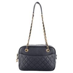 Coffret pour appareil photo Chanel CC à double chaîne matelassé caviar moyen