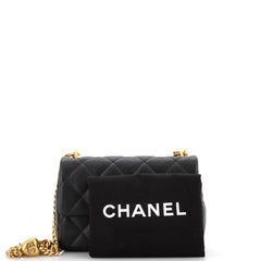 Chanel CC Tasche mit doppeltem Kettenriemen und Klappe, gesteppt, Kaviar