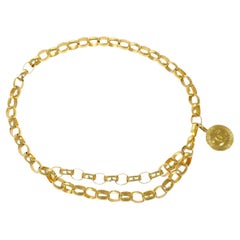 CHANEL CC Double Gold Metal Chain Link Charm Waist Belt