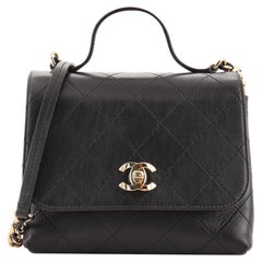 Chanel CC Double Pocket Top Handle Bag Stitched Calfskin Small