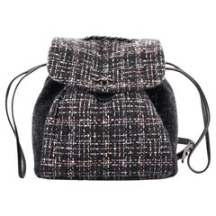 Chanel CC Drawstring Backpack Quilted Tweed Small