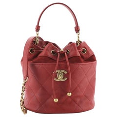 Chanel CC Drawstring Bucket Bag Quilted Caviar with Suede Small