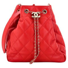 Chanel CC Drawstring Bucket Bag Quilted Lambskin Small