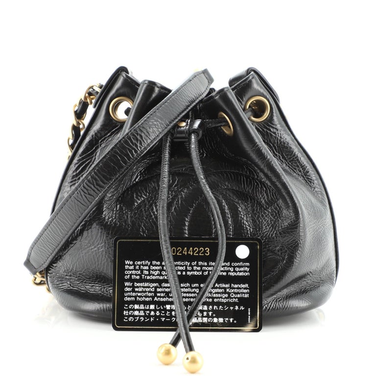 Chanel CC Drawstring Bucket Bag Shiny Aged Calfskin Small at