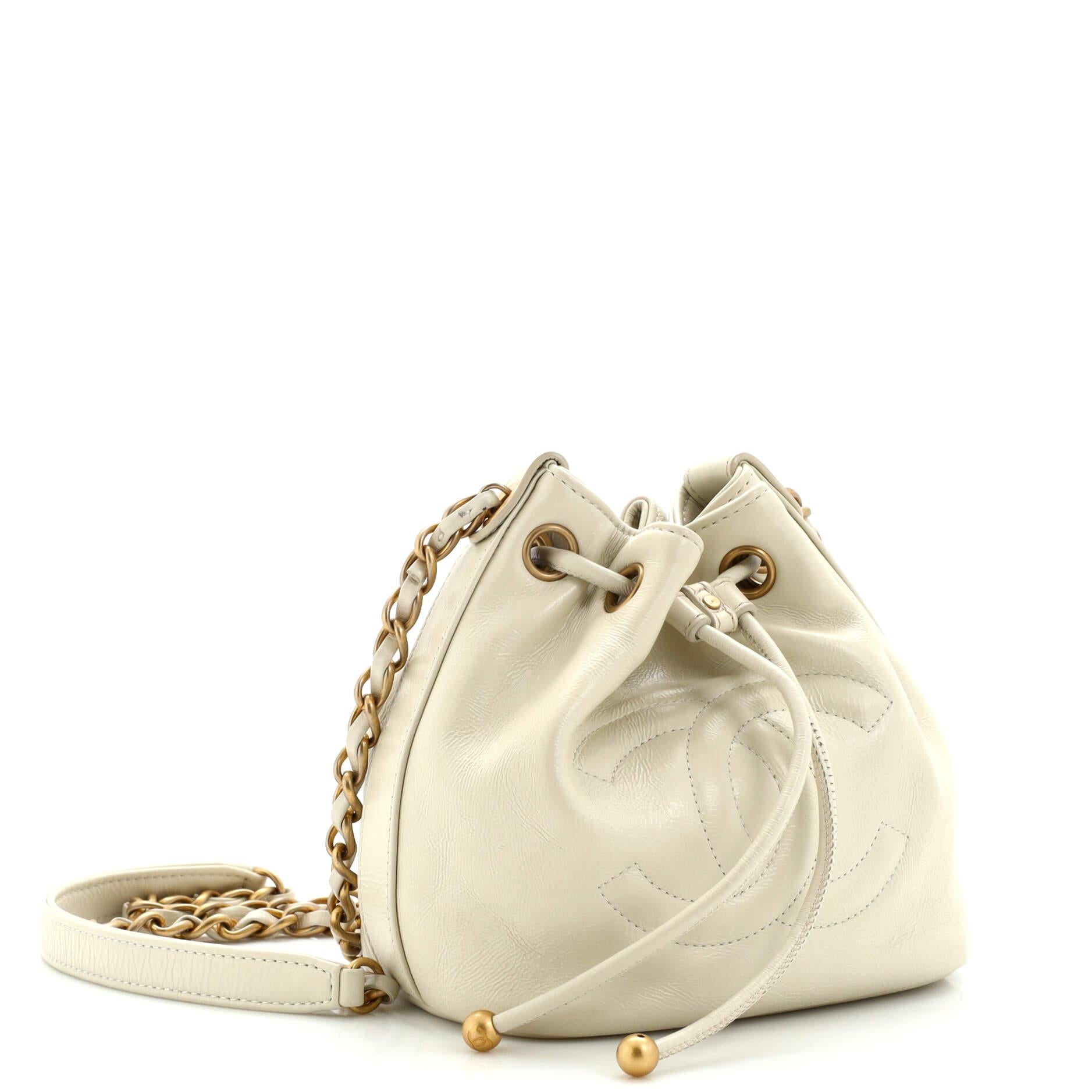 Chanel drawstring bag clearance white