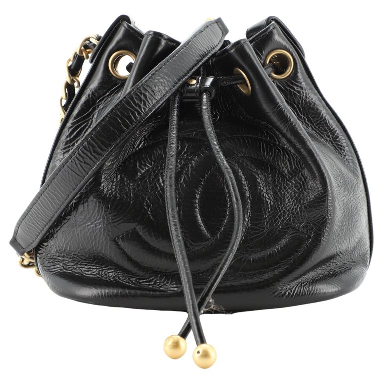 Chanel CC Drawstring Bucket Bag Shiny Aged Calfskin Small at 1stDibs
