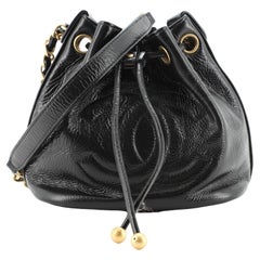 Chanel CC Drawstring Bucket Bag Shiny Aged Calfskin Small