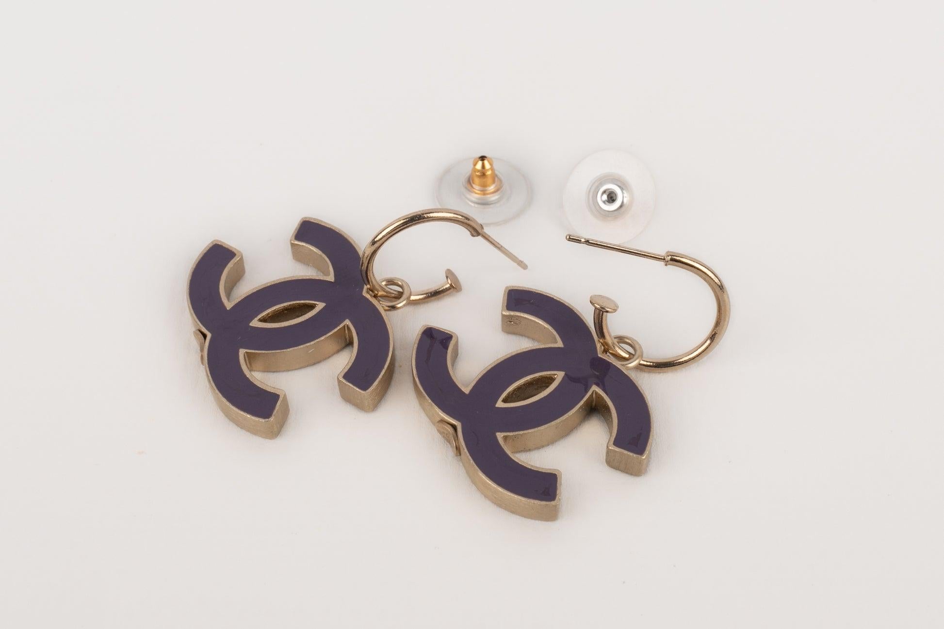 Chanel CC Earrings Enameled with Purple, 2004 1