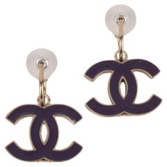 Chanel CC Earrings Enameled with Purple, 2004