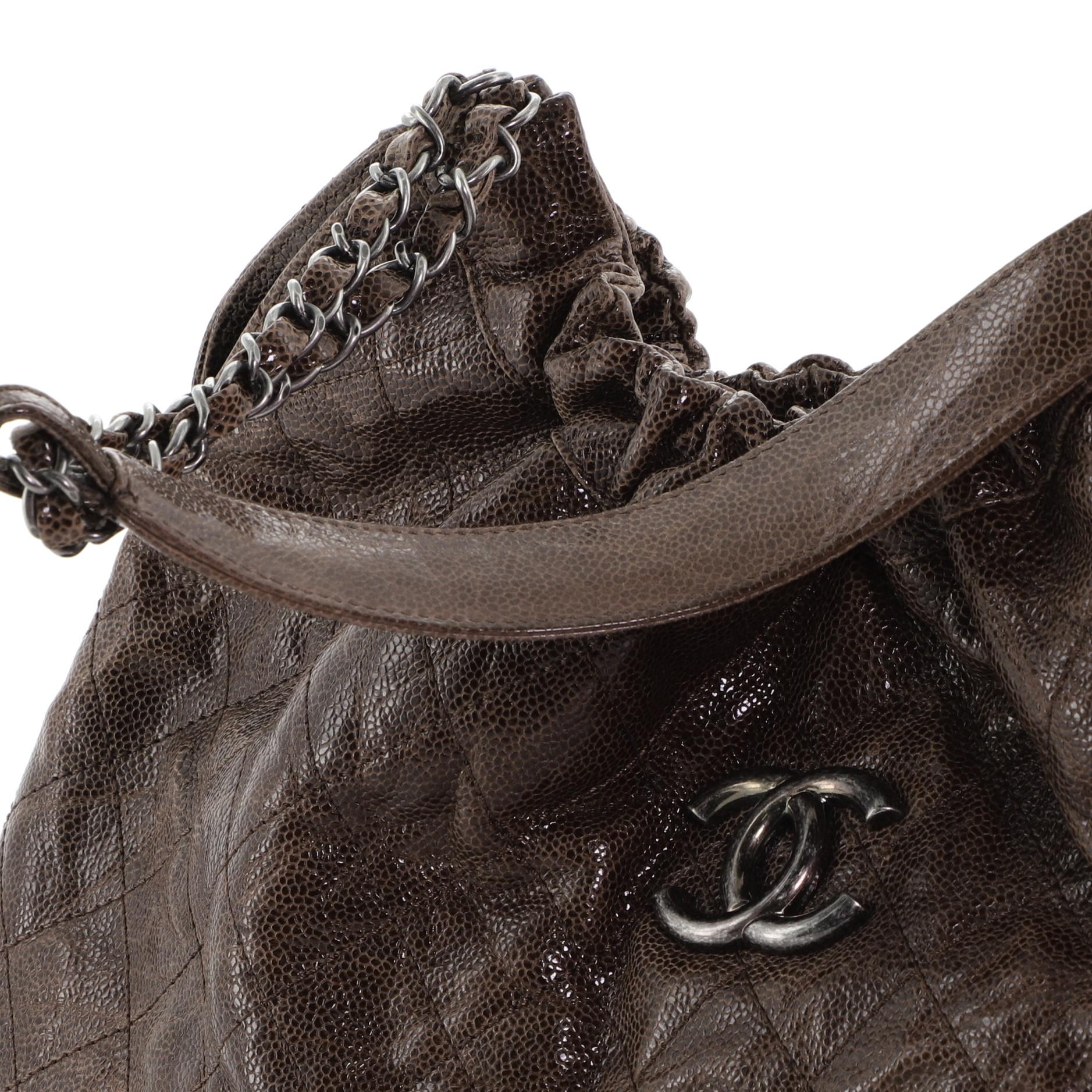 Chanel CC Elastic Shoulder Bag Quilted Glazed Caviar Small 1