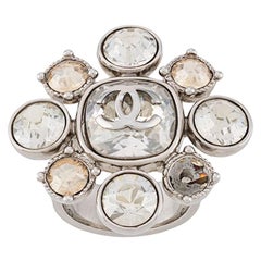 Chanel CC Embellished Crystal Flower Ring