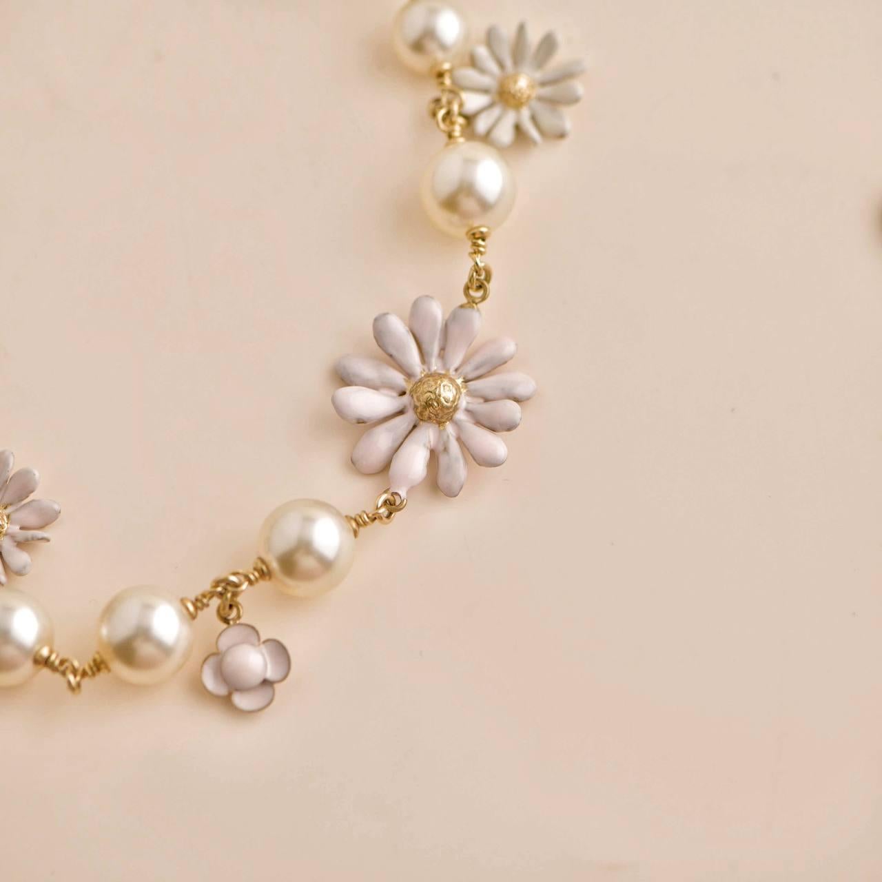 Chanel CC Enamel Camellia Flower Long Necklace For Sale 3