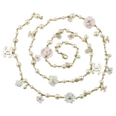 CHANEL CC Enamel Camellia Flower Long Necklace 