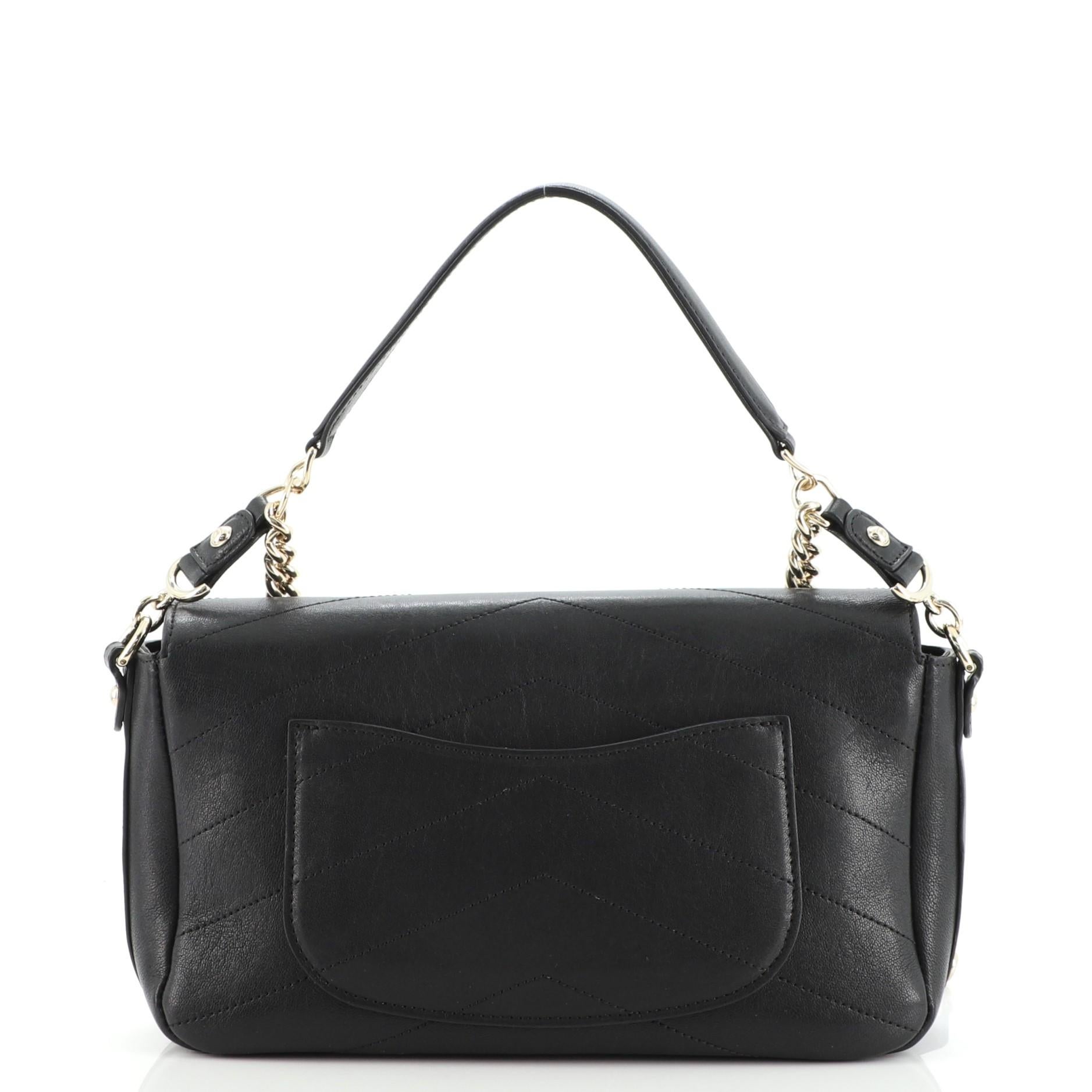 Black Chanel CC Envelope Flap Crossbody Chevron Calfskin Small
