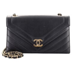 Chanel CC Envelope Flap Shopping Tote Chevron Lambskin Small