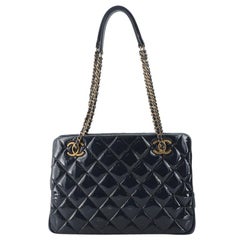 Chanel CC Eyelet Tote Quilted Patent Small