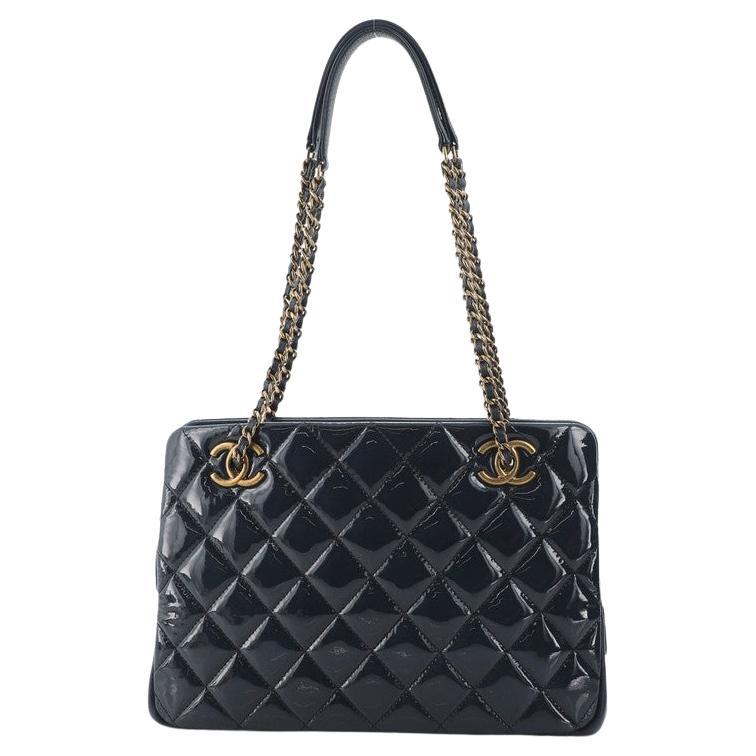 Chanel CC Eyelet Tote Quilted Patent Small