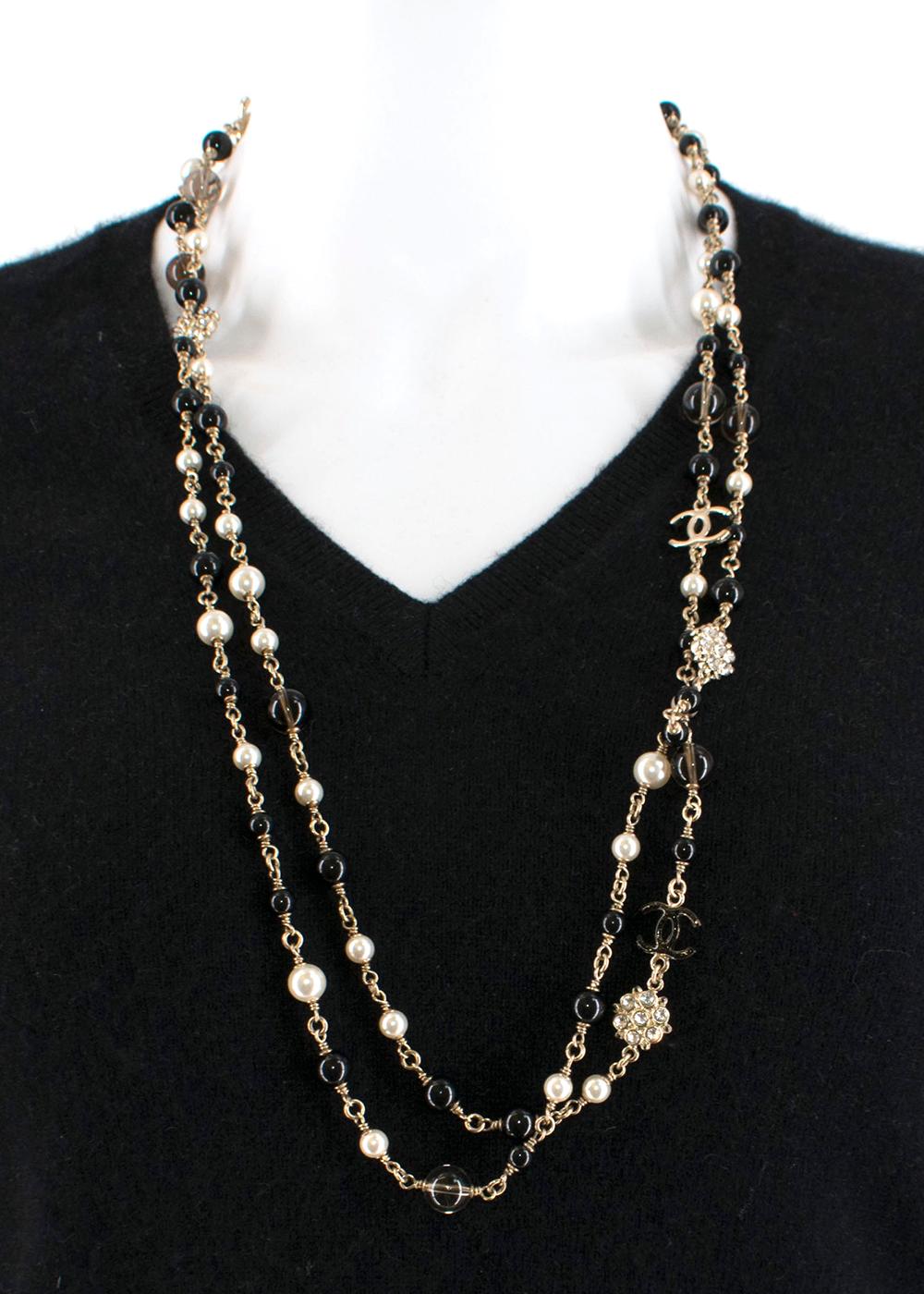 Chanel CC Faux Pearl Beaded Double Strand Necklace 3